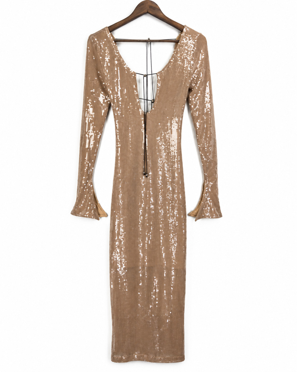 Women's Sequin Sheer Drawstring Gown Size XS Sexy Cocktail Bodycon